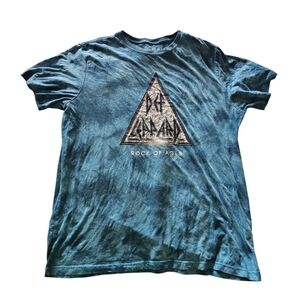 Def Leppard Rock of Ages Graphic T-Shirt XL Blue Cotton Band Tee